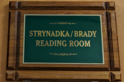 Strynadka/Brady Reading Room plaque